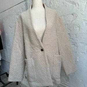 Banana Republic Cream Teddy Jacket with Patch Pockets